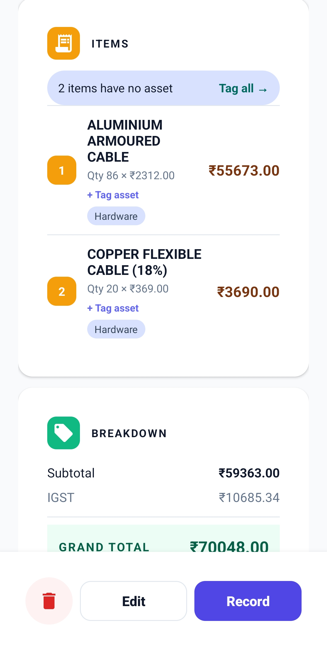 Bill details